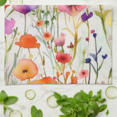 Elegante kleurrijke wilde bloemen waterverf theedoek (Gevouwen)