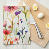 Elegante kleurrijke wilde bloemen waterverf theedoek (Quarter Fold)