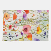 Elegante kleurrijke wilde bloemen waterverf theedoek (Horizontaal)