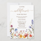 Elegante kleurrijke wildflower baby shower uitnodi kaart (Voorkant)