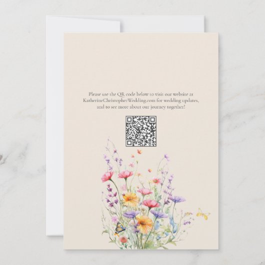 Elegante Kleurrijke Wildflower Beige Bruiloft Save The Date (Achterkant)