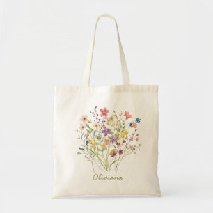 Elegante kleurrijke Wildflower Botanical Tote Bag