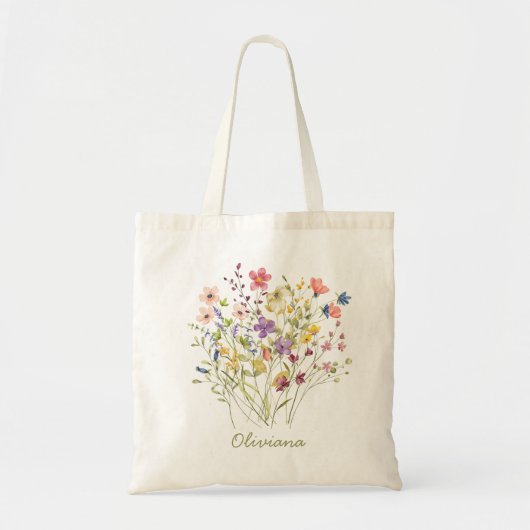 Elegante kleurrijke Wildflower Botanical Tote Bag (Voorkant)