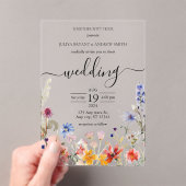 Elegante kleurrijke wildflower bruiloft acryl uitnodigingen (Insitu (Draagbaar))