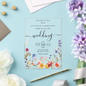 Elegante kleurrijke wildflower bruiloft acryl uitnodigingen (Insitu (Huwelijk))