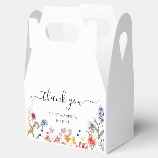 Elegante kleurrijke wildflower bruiloft bedankdoosjes (Geopend)