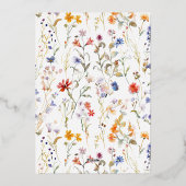 Elegante kleurrijke wildflower bruiloft folie uitnodiging (Achterkant)