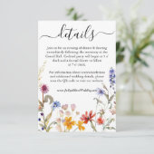 Elegante kleurrijke wildflower bruiloft informatiekaartje (Staand voorkant)