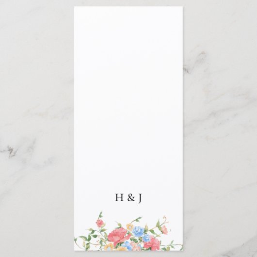 Elegante Kleurrijke Wildflower Bruiloft Menu (Achterkant)