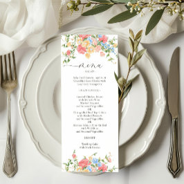 Elegante Kleurrijke Wildflower Bruiloft Menu