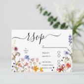 Elegante kleurrijke wildflower bruiloft RSVP kaartje (Staand voorkant)