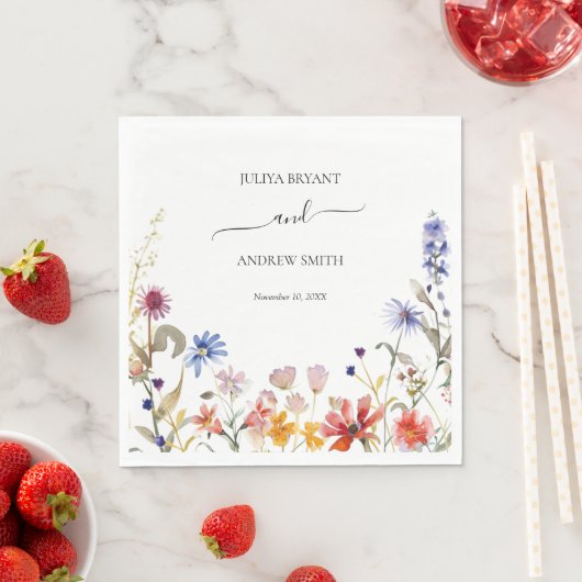 Elegante kleurrijke wildflower bruiloft servet (Insitu)