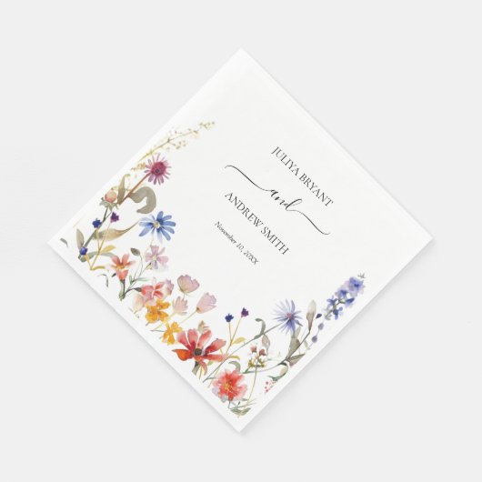 Elegante kleurrijke wildflower bruiloft servet (Hoek)