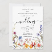 Elegante kleurrijke wildflower bruiloft uitnodigin kaart (Voorkant)