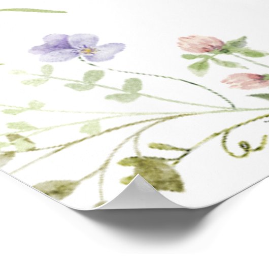 Elegante Kleurrijke Wildflower Bruiloft Zitgrafiek Poster (Hoek)