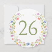 Elegante Kleurrijke Wildflower Circle Tafelnummer (Achterkant)