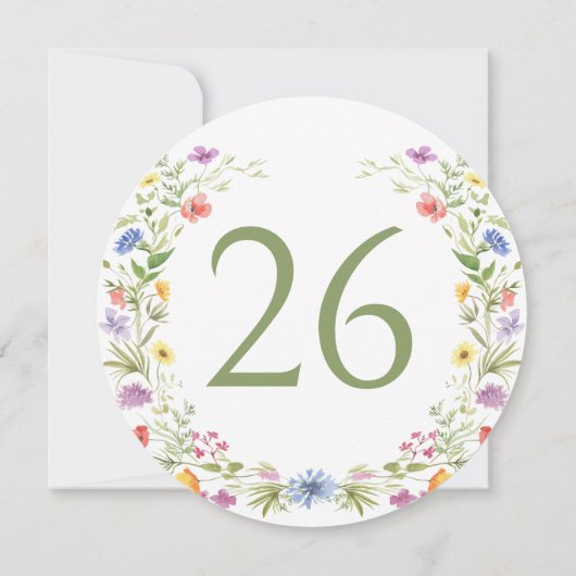 Elegante Kleurrijke Wildflower Circle Tafelnummer (Achterkant)
