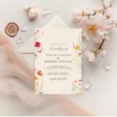 Elegante Kleurrijke Wildflower Cream Wedding Kaart