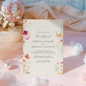 Elegante Kleurrijke Wildflower Cream Wedding Kaart