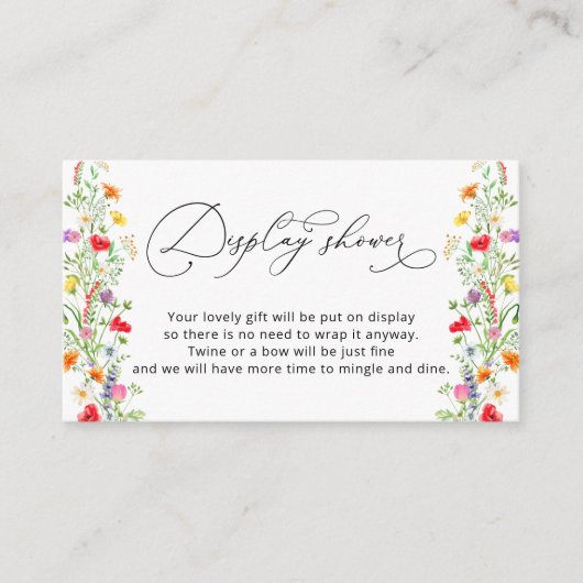 Elegante kleurrijke wildflower display douche informatiekaartje (Voorkant)