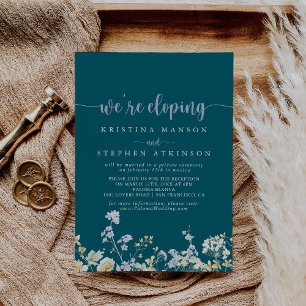 Elegante kleurrijke Wildflower Elopement receptie Kaart