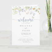 Elegante Kleurrijke Wildflower Gevouwen Trouwprogr Programma (Voorkant)