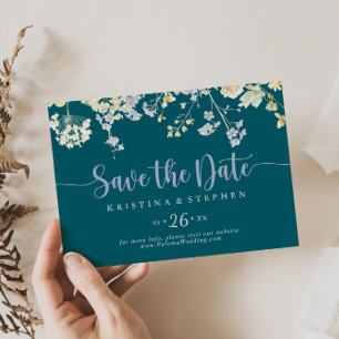 Elegante Kleurrijke Wildflower Horizontale Huwelij Save The Date