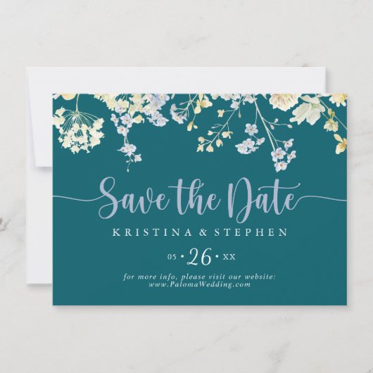 Elegante Kleurrijke Wildflower Horizontale Huwelij Save The Date (Voorkant)