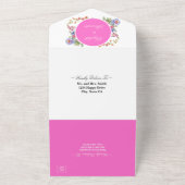 Elegante Kleurrijke Wildflower Magenta bruiloft All In One Uitnodiging (Buitenkant)