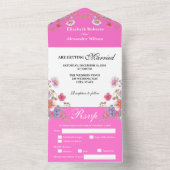 Elegante Kleurrijke Wildflower Magenta bruiloft All In One Uitnodiging (Binnen)