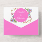 Elegante Kleurrijke Wildflower Magenta bruiloft All In One Uitnodiging (Achterkant)