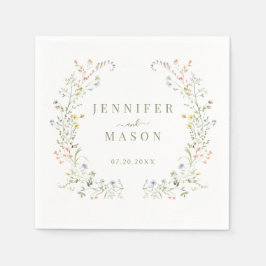 Elegante Kleurrijke Wildflower Meadow Bloem Bruilo Servet