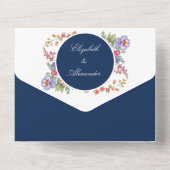 Elegante Kleurrijke Wildflower Midnight Blue Weddi All In One Uitnodiging (Achterkant)