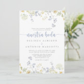 Elegante Kleurrijke Wildflower Nuestra Boda bruilo Kaart (Staand voorkant)