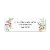 Elegante Kleurrijke Wildflower Retouradres Label (Voorkant)