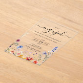 Elegante kleurrijke wildflower verlovingsfeest acryl uitnodigingen (Laagn)