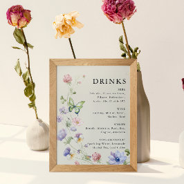 Elegante Kleurrijke Wildflower Wedding Drinken Pos Foto Afdruk