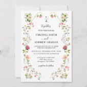 Elegante Kleurrijke Wildflower Wedding monogram Kaart (Voorkant)