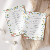 Elegante kleurrijke Wildflower Wedding Program Programmakaart