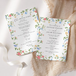 Elegante kleurrijke Wildflower Wedding Program Programmakaart