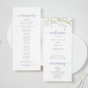Elegante kleurrijke Wildflower Wedding Program Programmakaart