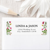 Elegante Kleurrijke Wildflower Wedding Retouradres Etiket (Insitu)