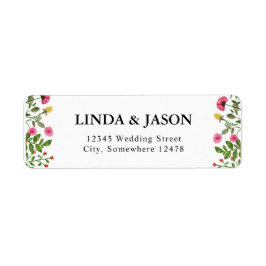 Elegante Kleurrijke Wildflower Wedding Retouradres Etiket