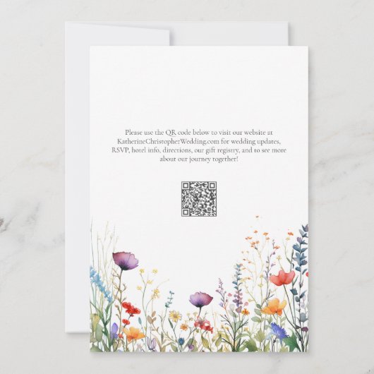 Elegante Kleurrijke Wildflowers Bruiloft Kaart (Achterkant)