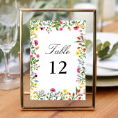 Elegante kleurrijke Wildflowers bruiloft kalligraf Kaart