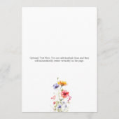 Elegante Kleurrijke Wildflowers Bruiloft Menu (Achterkant)