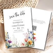 Elegante Kleurrijke Wildflowers Bruiloft Save The Date