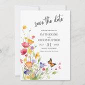 Elegante Kleurrijke Wildflowers Bruiloft Save The Date (Voorkant)