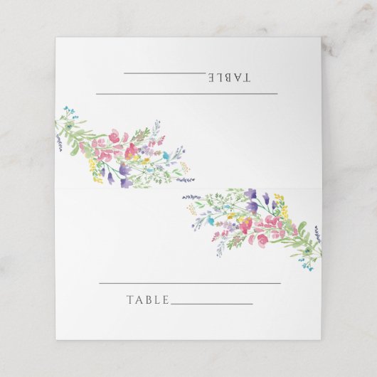 Elegante Kleurrijke Wilflowers Bruiloft Plaats Kaa Plaatskaartje (Buitenkant ongevouwen)