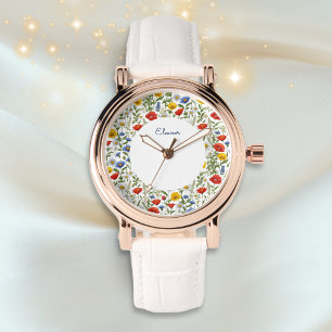 Elegante Kleurrijke Zomer Wilde Bloemen Bloemstuk  Horloge